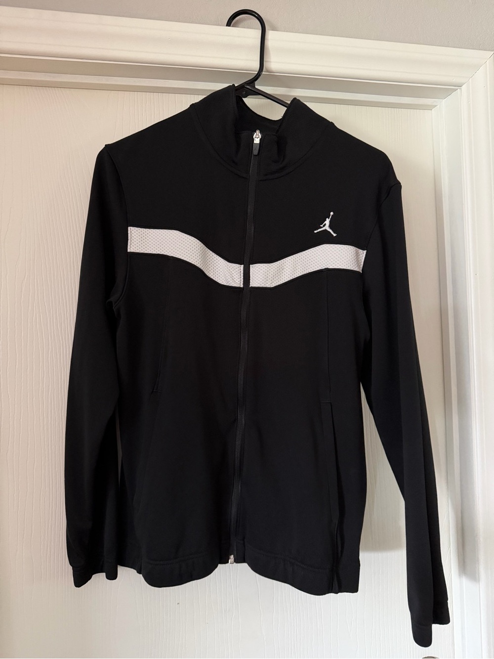 Jordan Black Track Jacket with White Chest Stripe